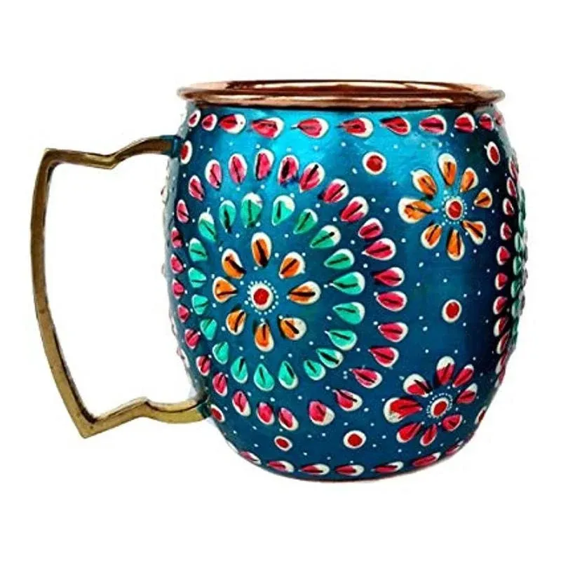 Rastogi Handicrafts Handmade Pure Copper Outer Hand Painted Art Work Wine, Vodka ...