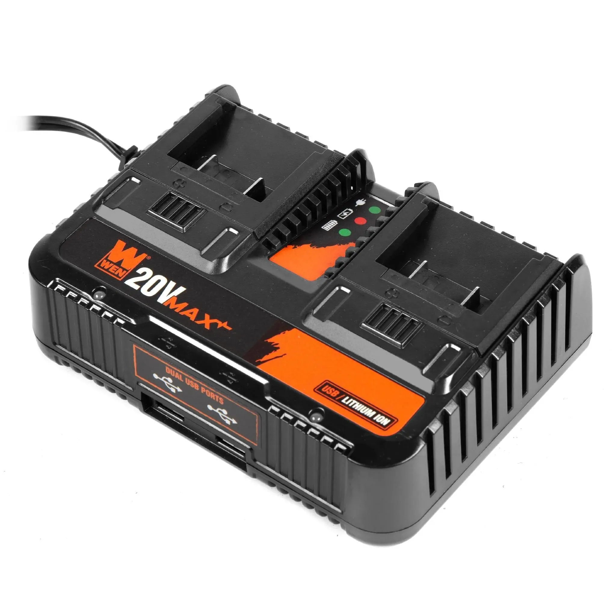 WEN 20V Max 2.3-Amp Dual Port Lithium-Ion Battery Charger with USB Ports (20200D)