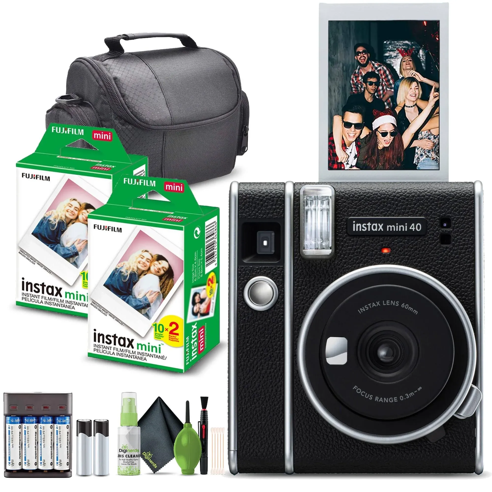 Fujifilm Instax Mini 40 Instant Camera Black Vintage Style Bundle with Fuji ...