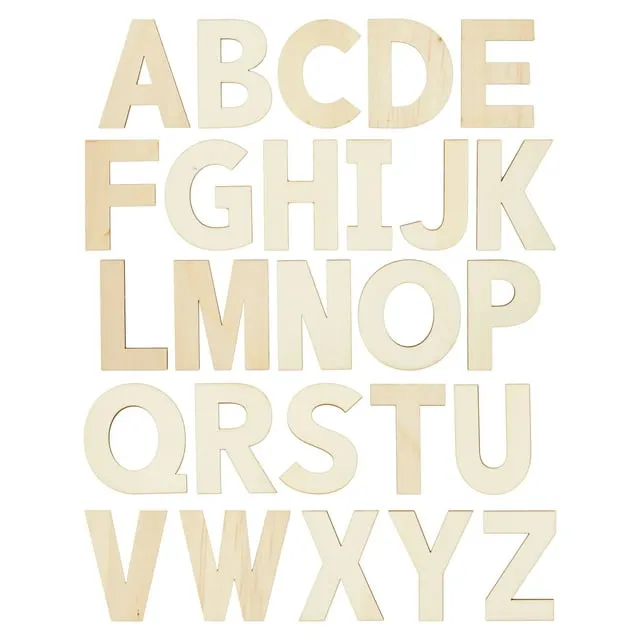 36 Pieces Unfinished Wooden Alphabet Letters for Crafts, 2 Extra Sets of 