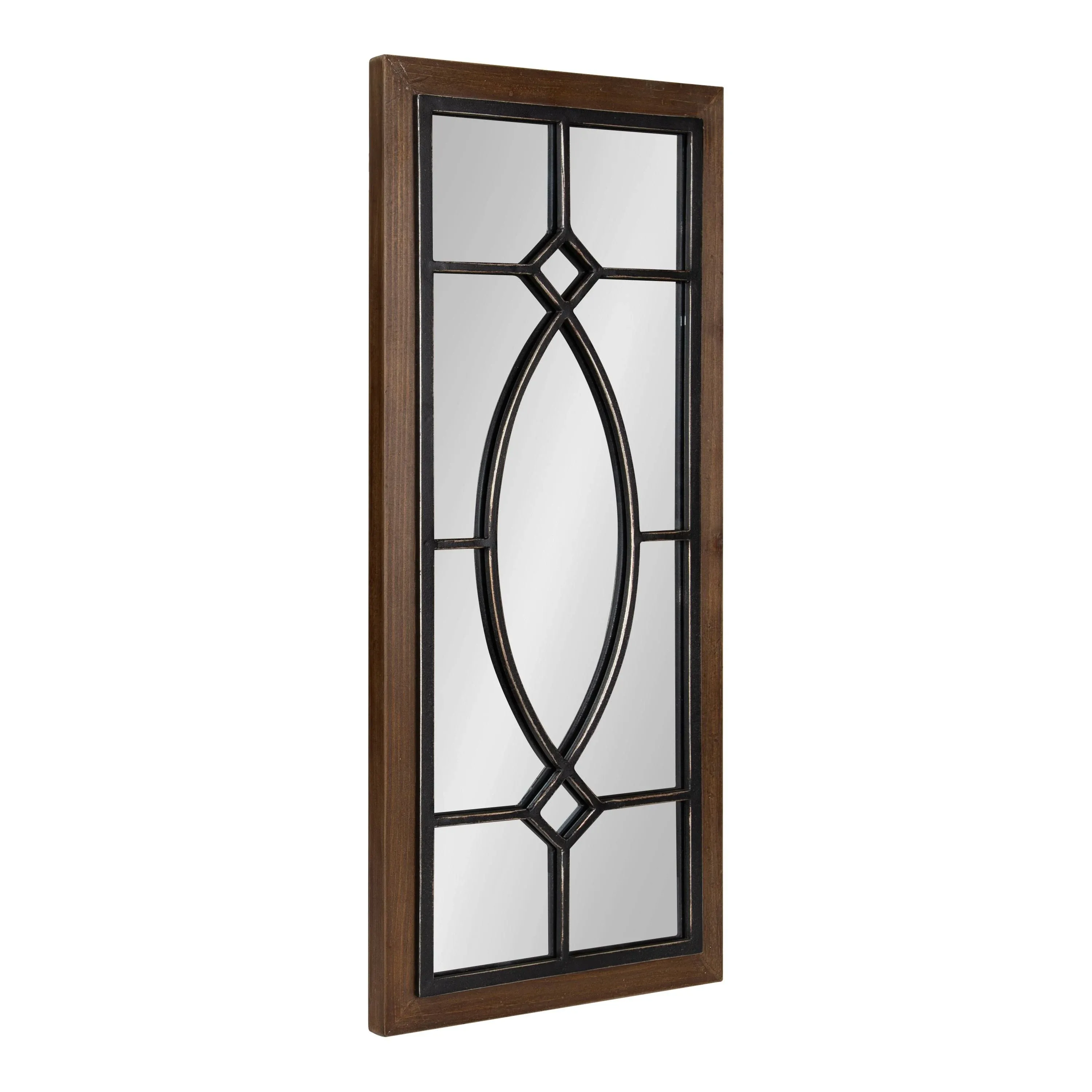 Kate and Laurel Bakersfield 13-in W x 30-in H Rustic Brown Framed Wall Mirror