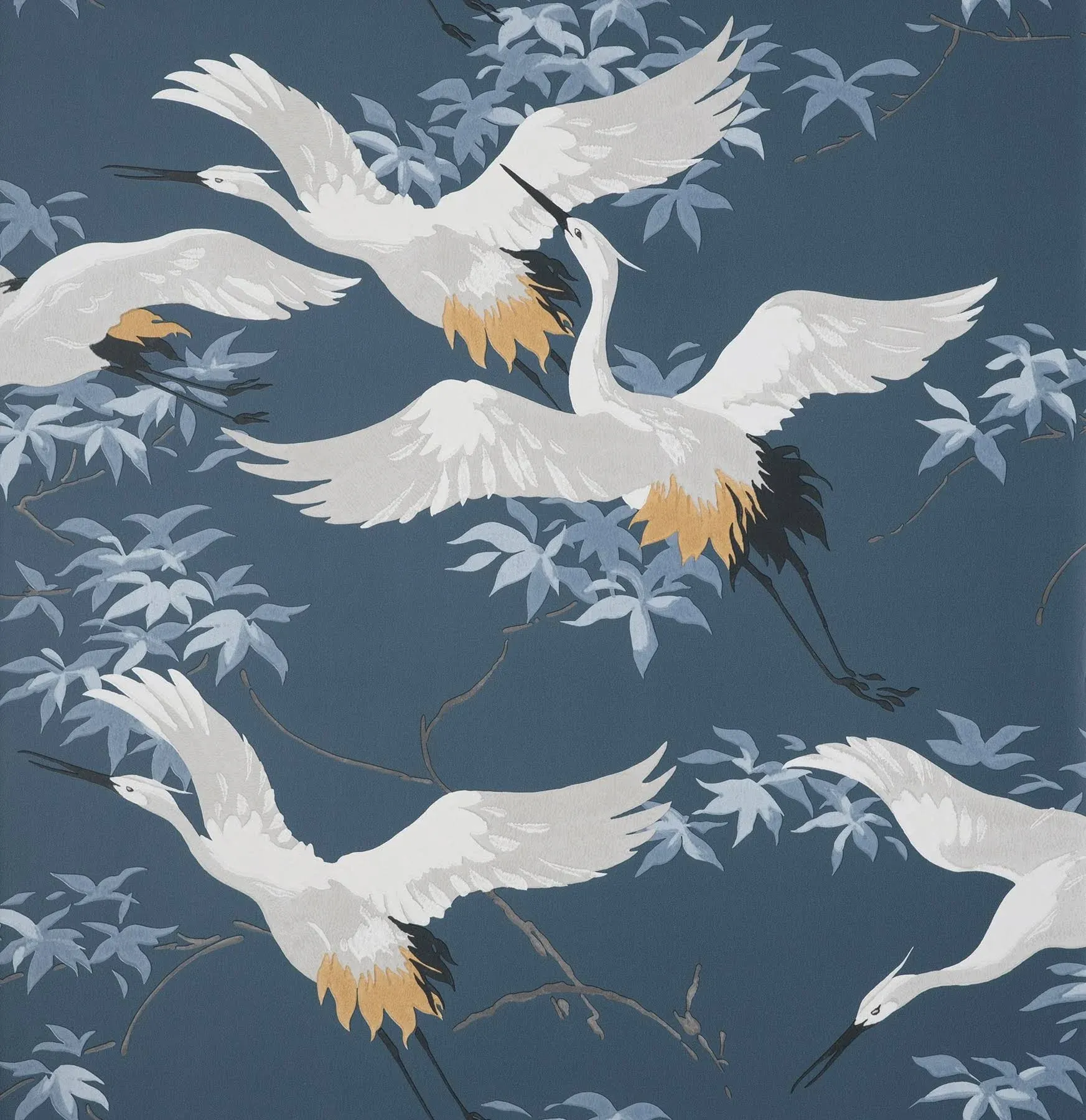 Saura Blue Cranes Wallpaper - Asian - Wallpaper - by Brewster Home Fashions | Houzz