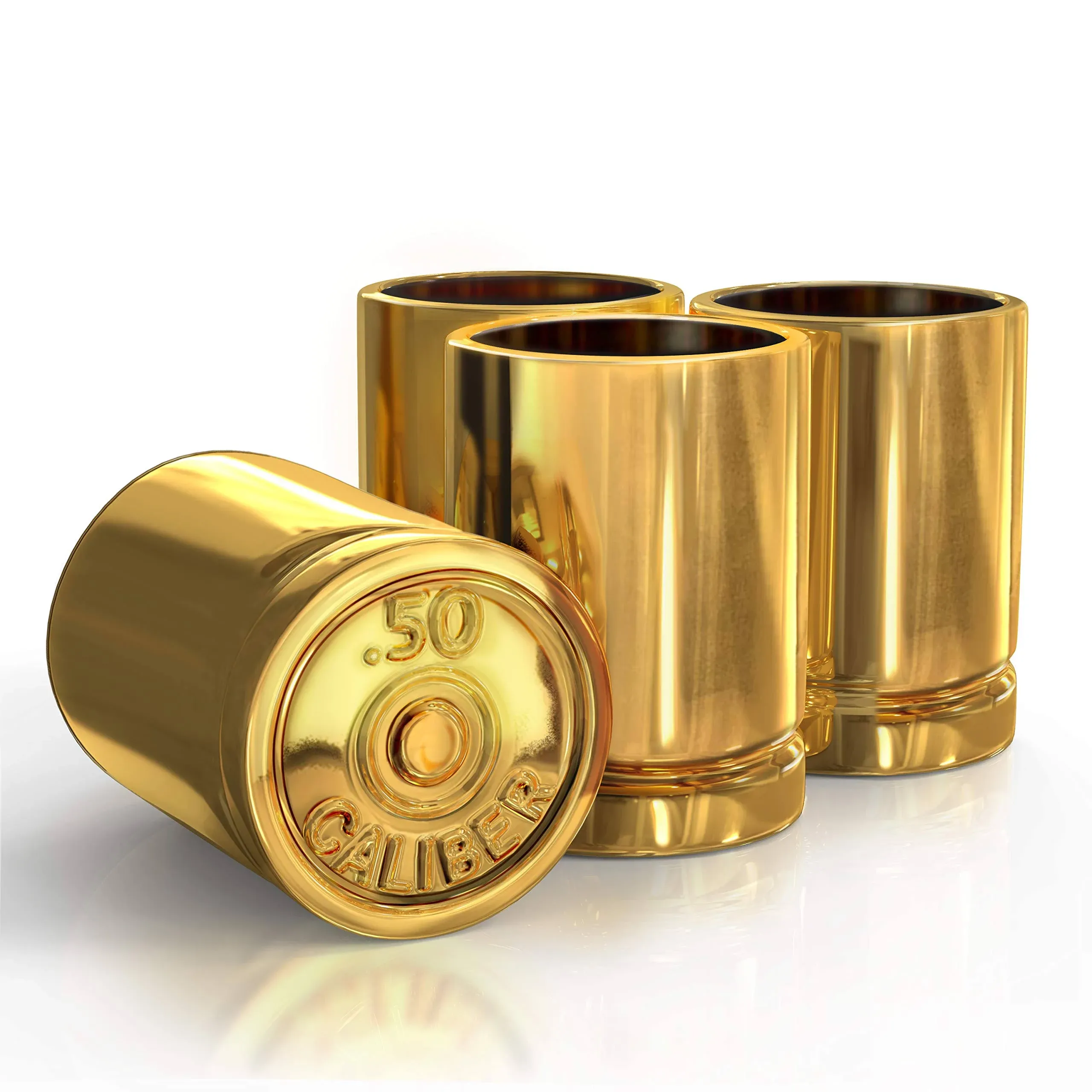 Straight Shooter 50 Caliber Shot Glass Groomsmen Gifts For Dad Birthday Gift Man Cave Furniture Cool Shot Glasses Tumbler Bulk Shot Glasses Funny Gifts for Men Set 4 of Ceramic