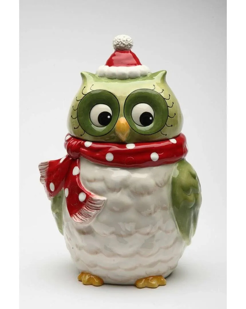 Christmas Owl Cookie Jar by Laurie Furnell