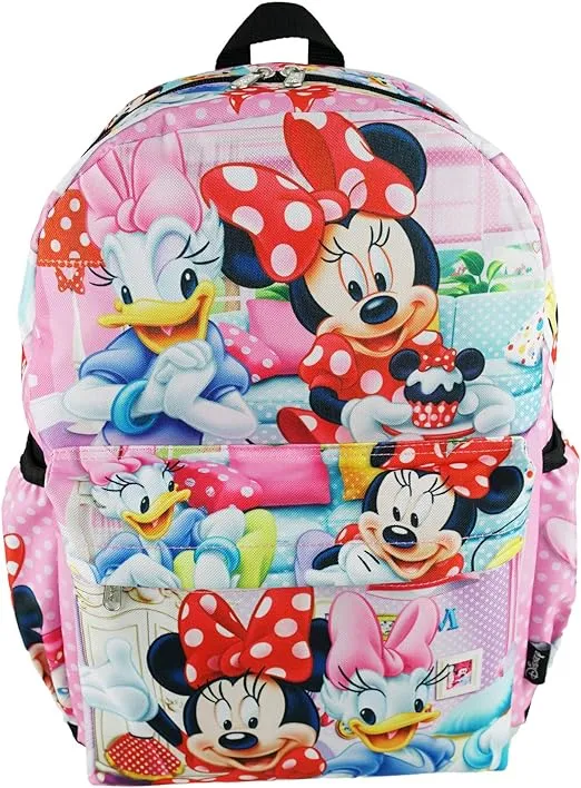 Disney Minnie Mouse Deluxe Oversize Print Large 16 Backpack with Laptop Compartment