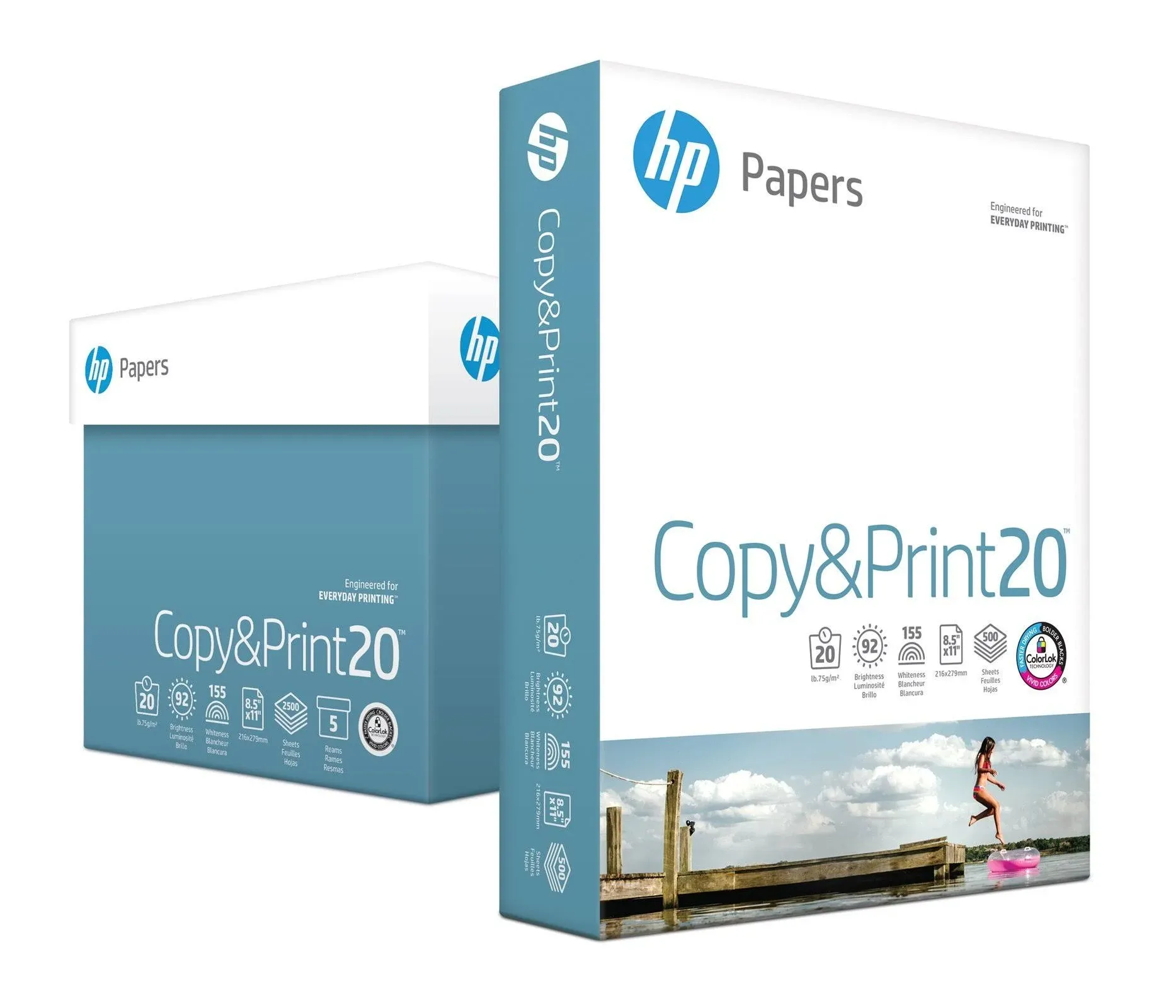 HP Printer Paper | 8.5 x 11 Paper | Copy &Print 20 lb | 5 Ream Case - 2500 Sheets| 92 Bright Made in USA - FSC Certified| 200350C