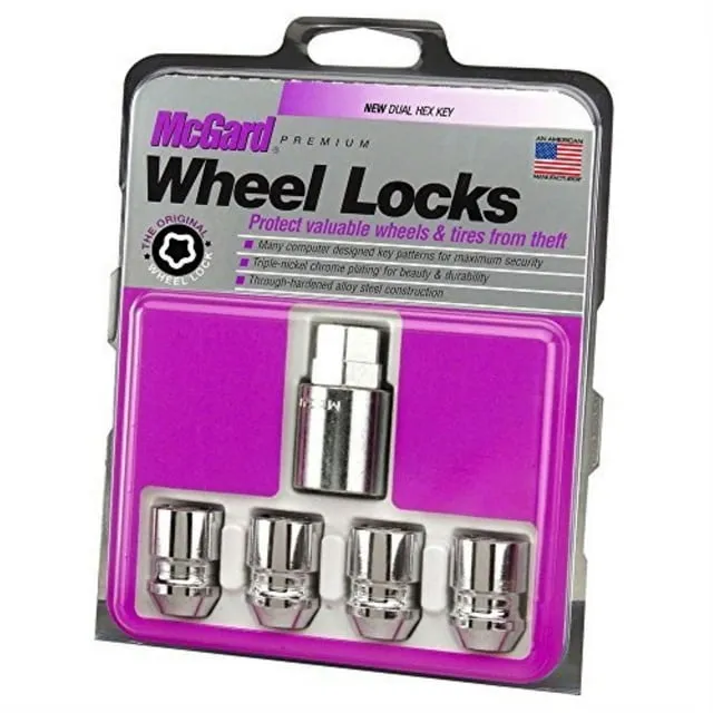 MCGARD 24157 Chrome Cone Seat Wheel Locks (M12 x 1.5 Thread Size) - 4 Locks / 1 Key