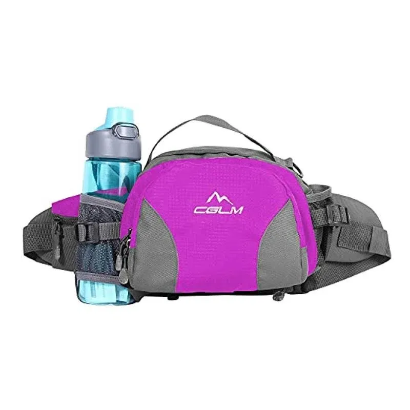 Hiking Fanny Pack Waist Bag with Water Bottle Holder for Men Women Outdoors Walking Running Lumbar Pack Fit iPhone iPod Samsung Phones (Purple004)