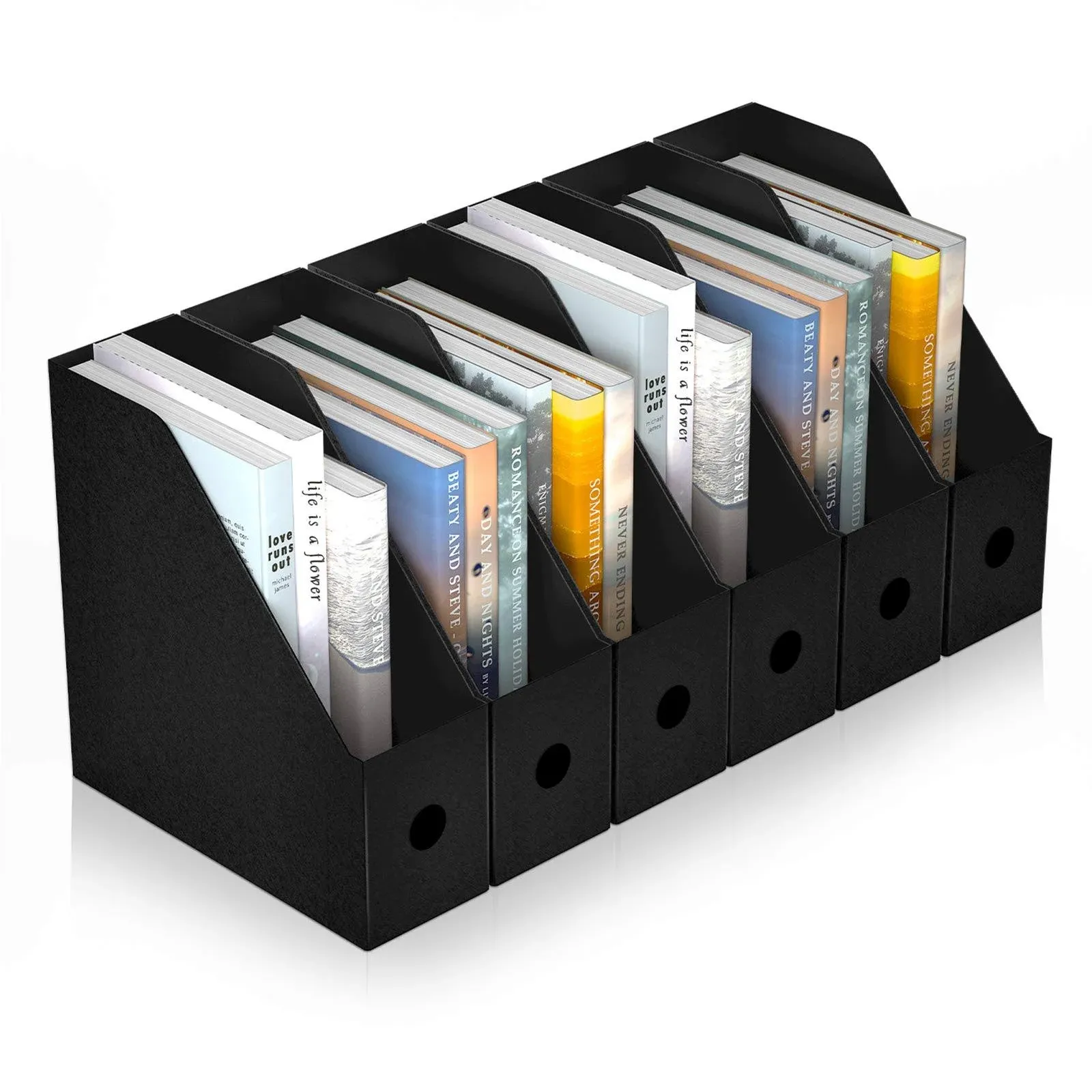 ABC Life Plastic Foldable Black Magazine File Holder,6 Pack Desk Organizer 