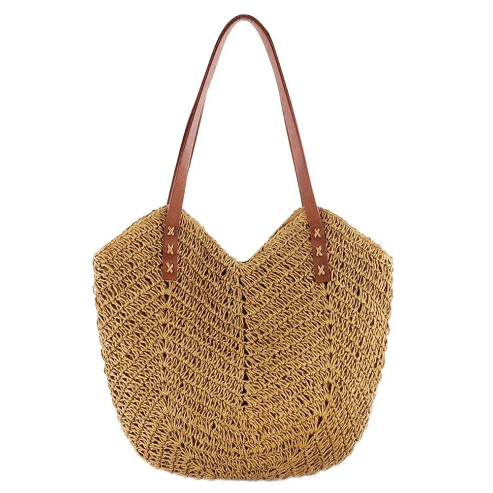 Straw Bag Handbag Large Capacity Summer Beach Bag for Women Shoulder Purse Tote ...