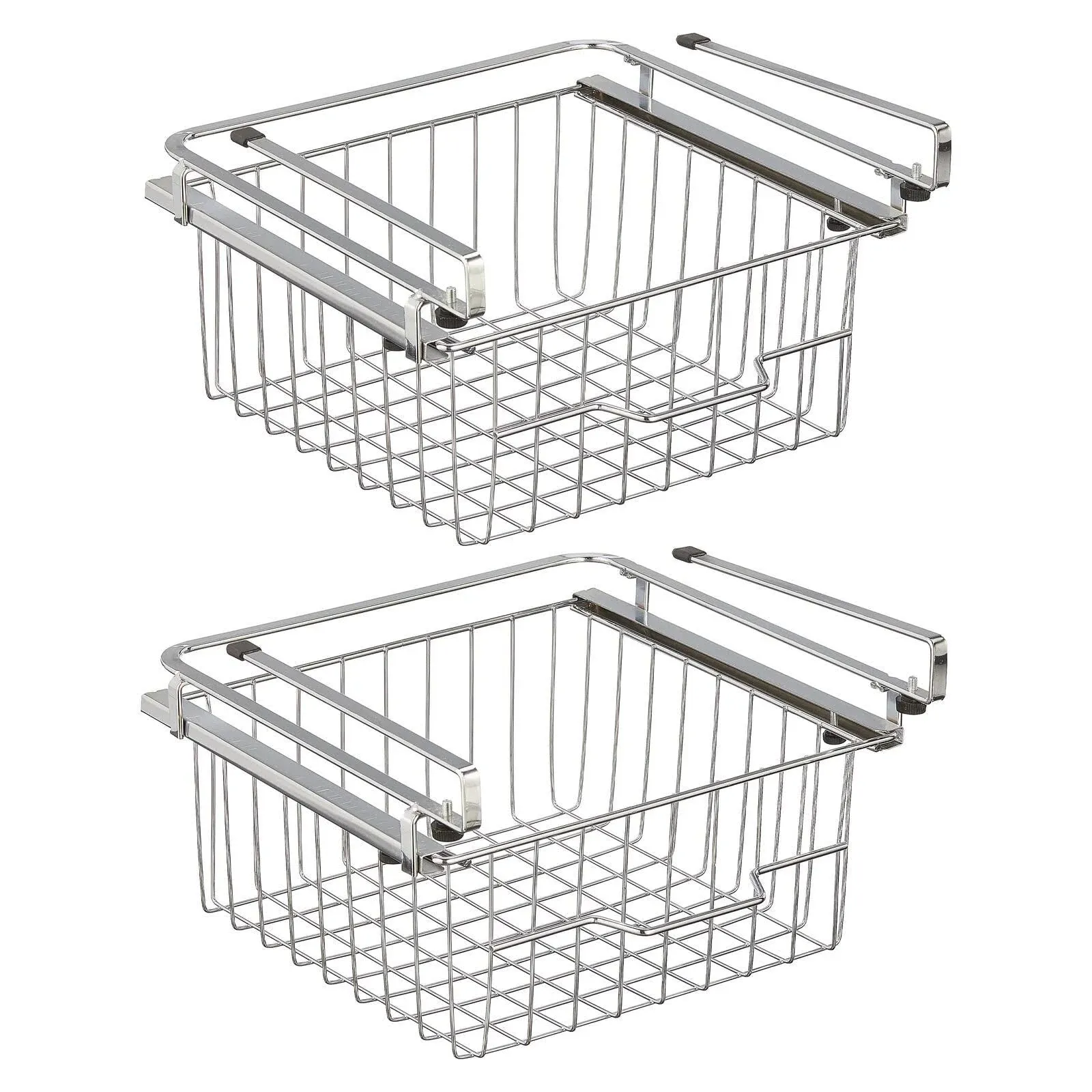 mDesign Compact Hanging Pullout Drawer Basket - Sliding Under Shelf Storage ...