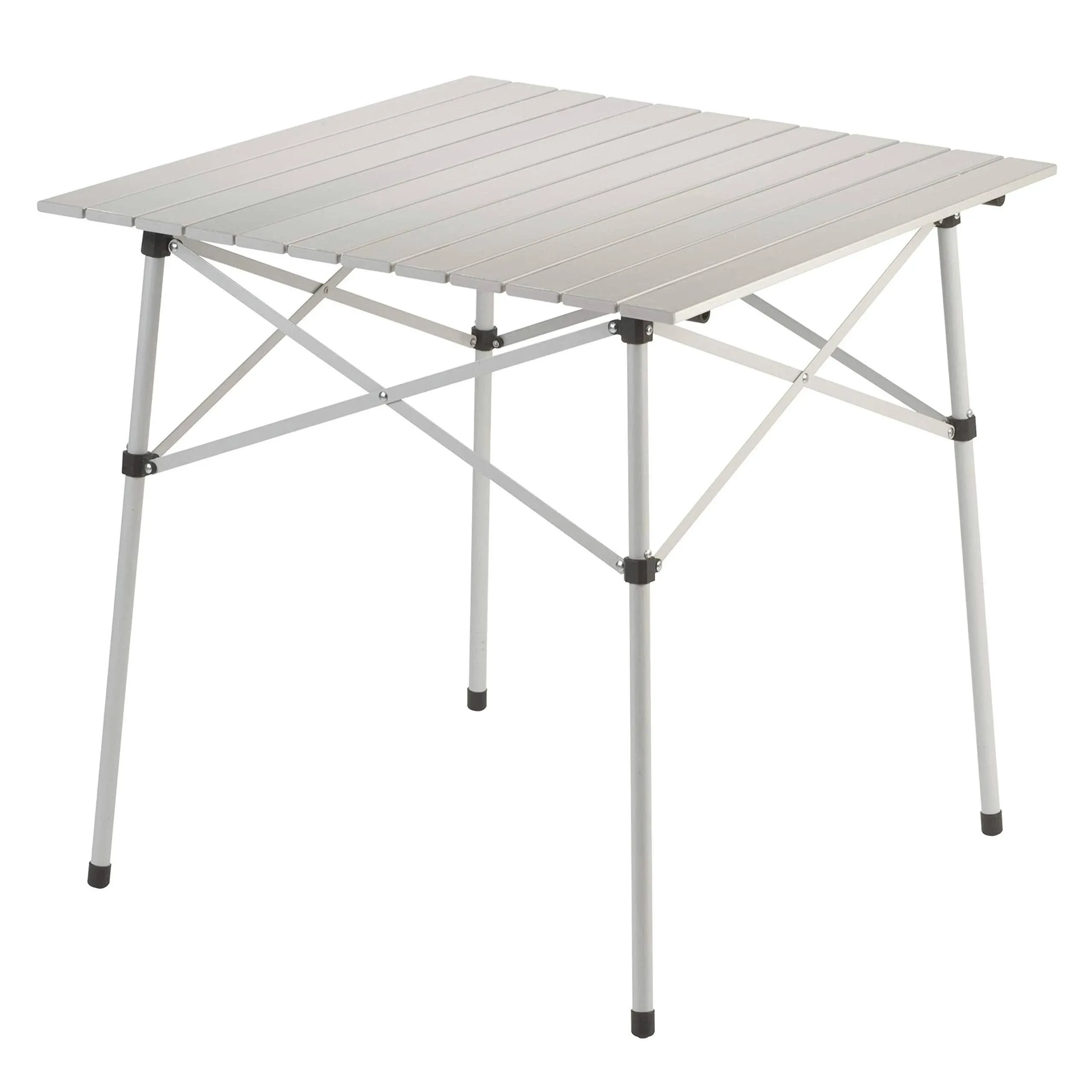 Coleman Compact 27.6" W x 27.6" L Roll-Top Aluminum Adult Camping Table, Silver