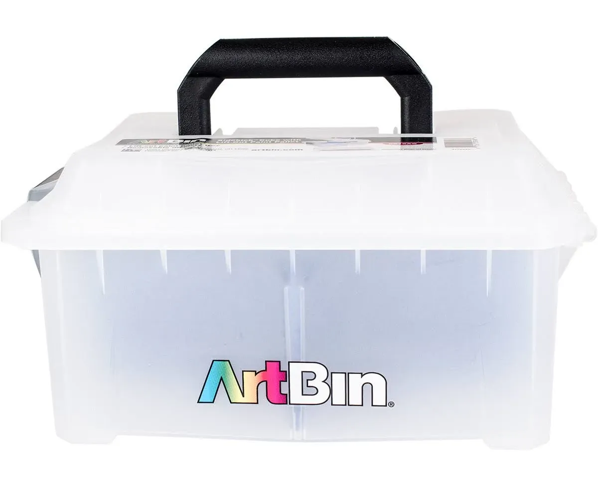 ArtBin 6817AG Sidekick Cube Carrying Case with Open Lift-Out Tray, Portable Art & Craft Organizer with Handle, [1] Plastic Storage Case, Clear