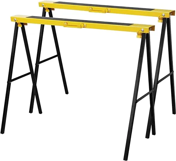 Forup Portable Folding Sawhorse, Heavy Duty Twin Pack, 275 lb Weight Capacity Each 2 Pack (Yellow)