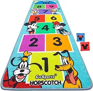 Disney Mickey and Friends 6.5 ft Hopscotch Rug by GoSports - Multicolor 