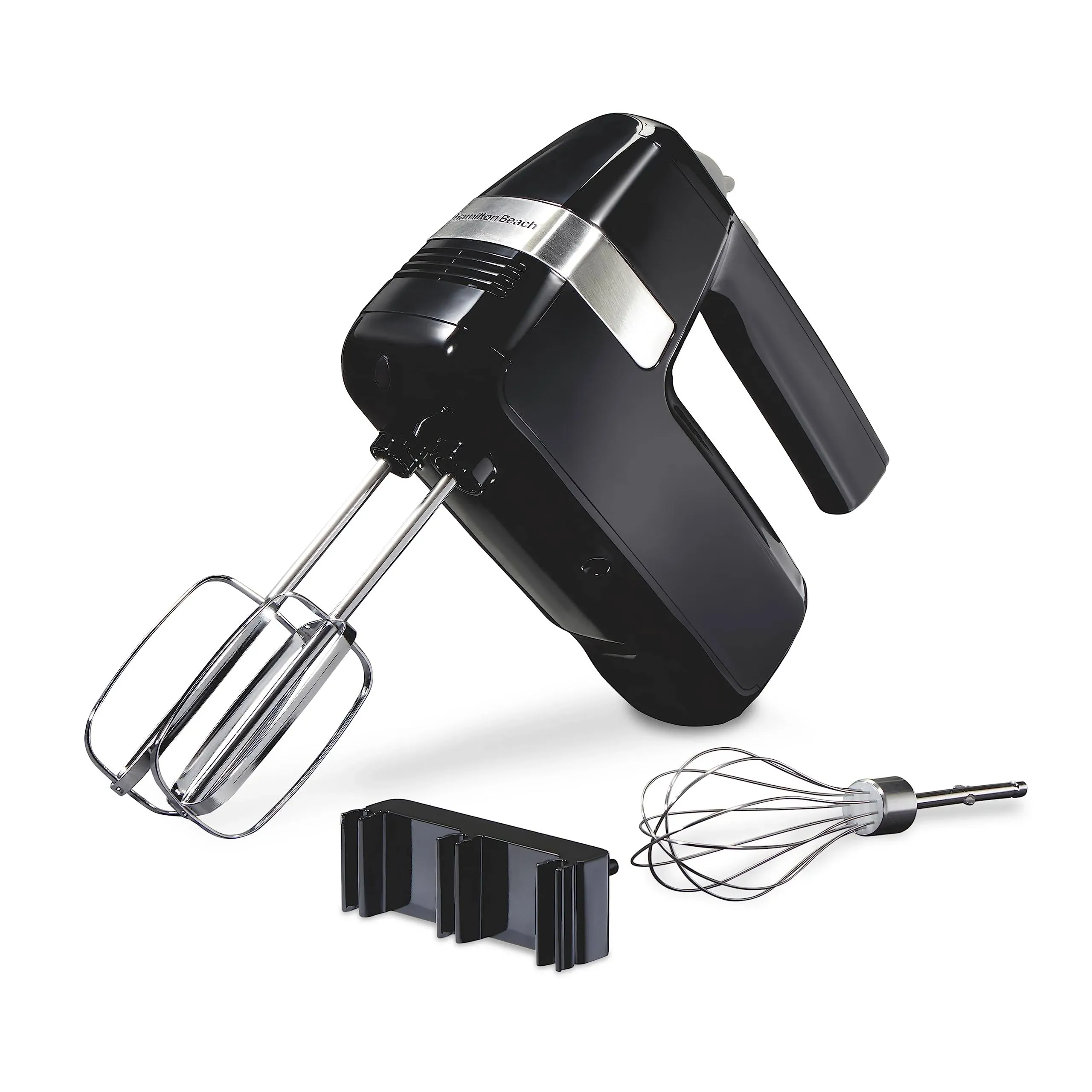 Hamilton Beach Electric Hand Mixer, 6 Speeds + Stir Button, 300 Watts of Peak Power for Powerful Mixing, Includes Whisk and Storage Clip, Black