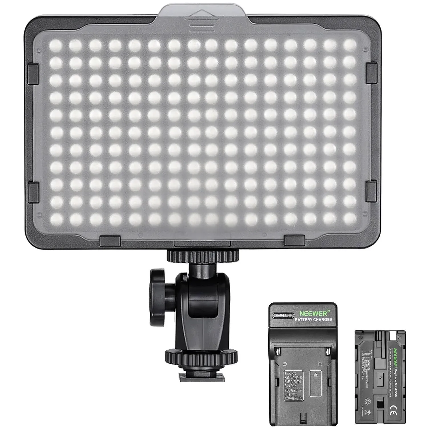 Neewer Dimmable 176 LED Video Light on Camera LED Panel with Battery and Charger