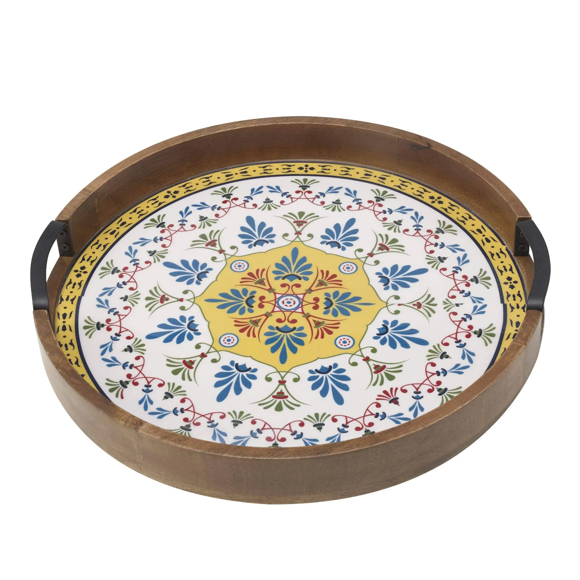 Gourmet Basics by Mikasa Round Lazy Susan Serving Tray, 16-Inch, Tiled