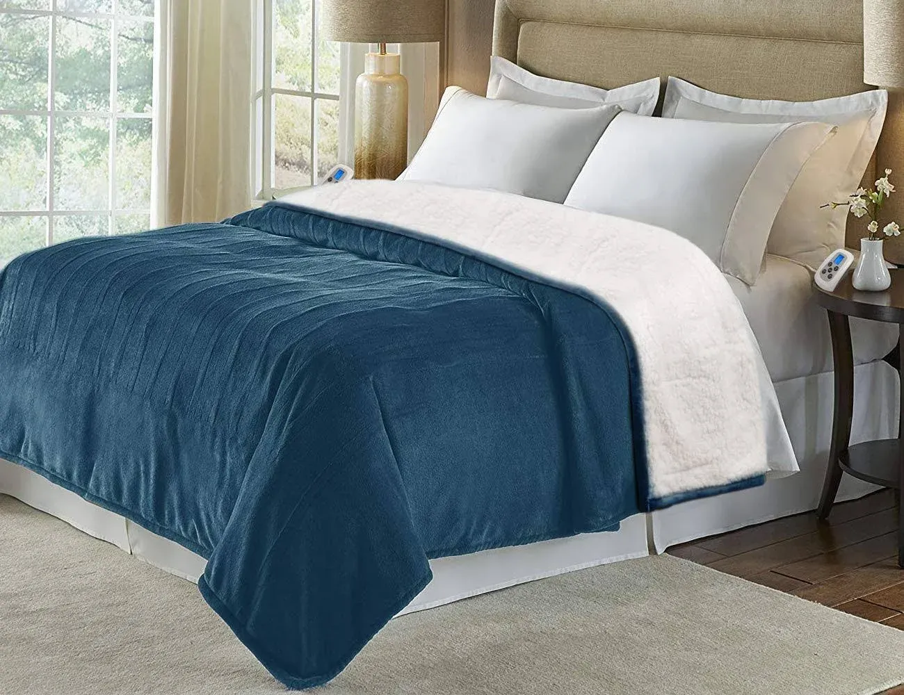 King Size Electric Blanket,Flanne<wbr/>l Sherpa Washable and Comfortable Heated Blanke