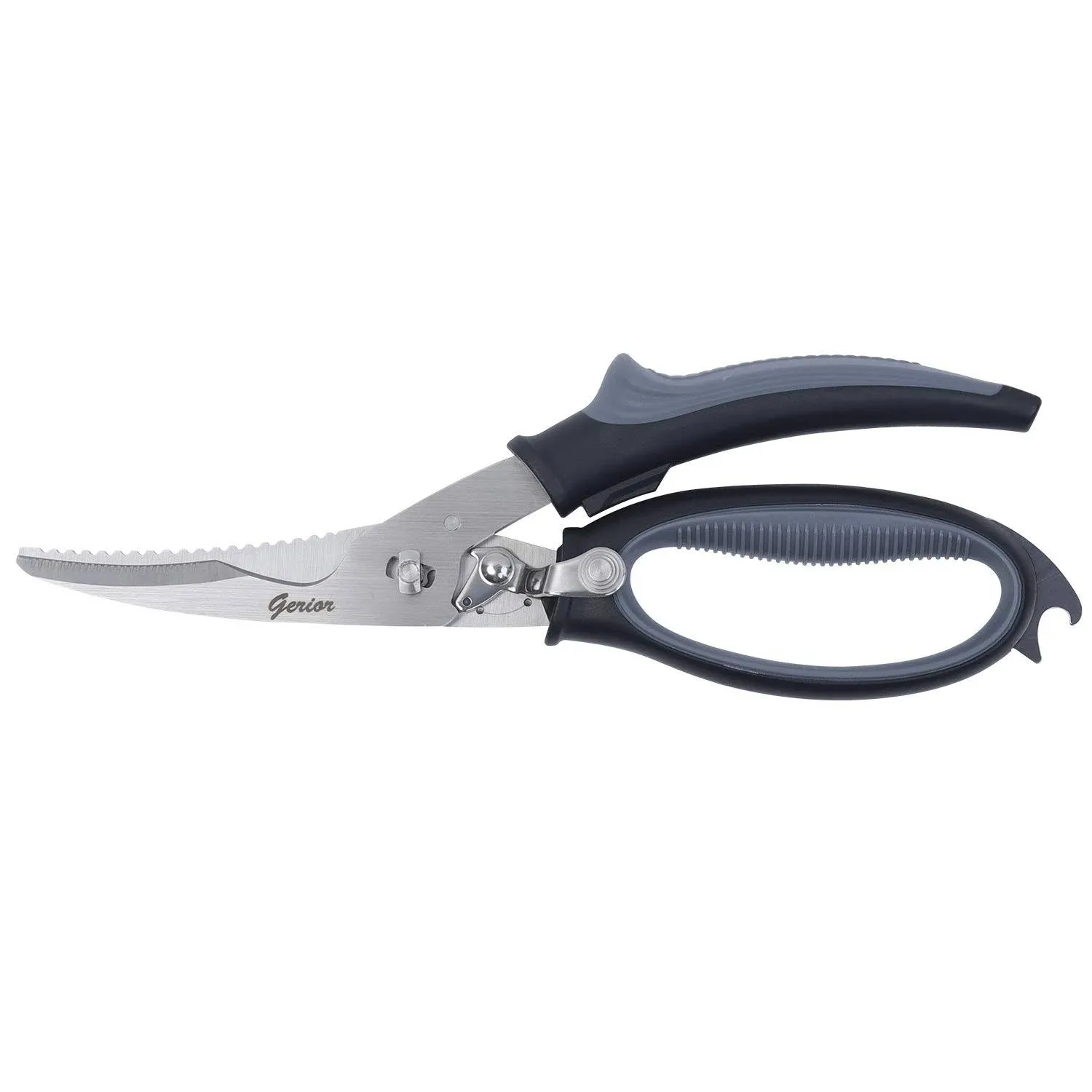 Spring Loaded Poultry Shears - Heavy Duty Kitchen Scissors for Cutting Chicken, Poultry, Game, Bone, Meat - Chopping Food, Herb - Stainless Steel - Black