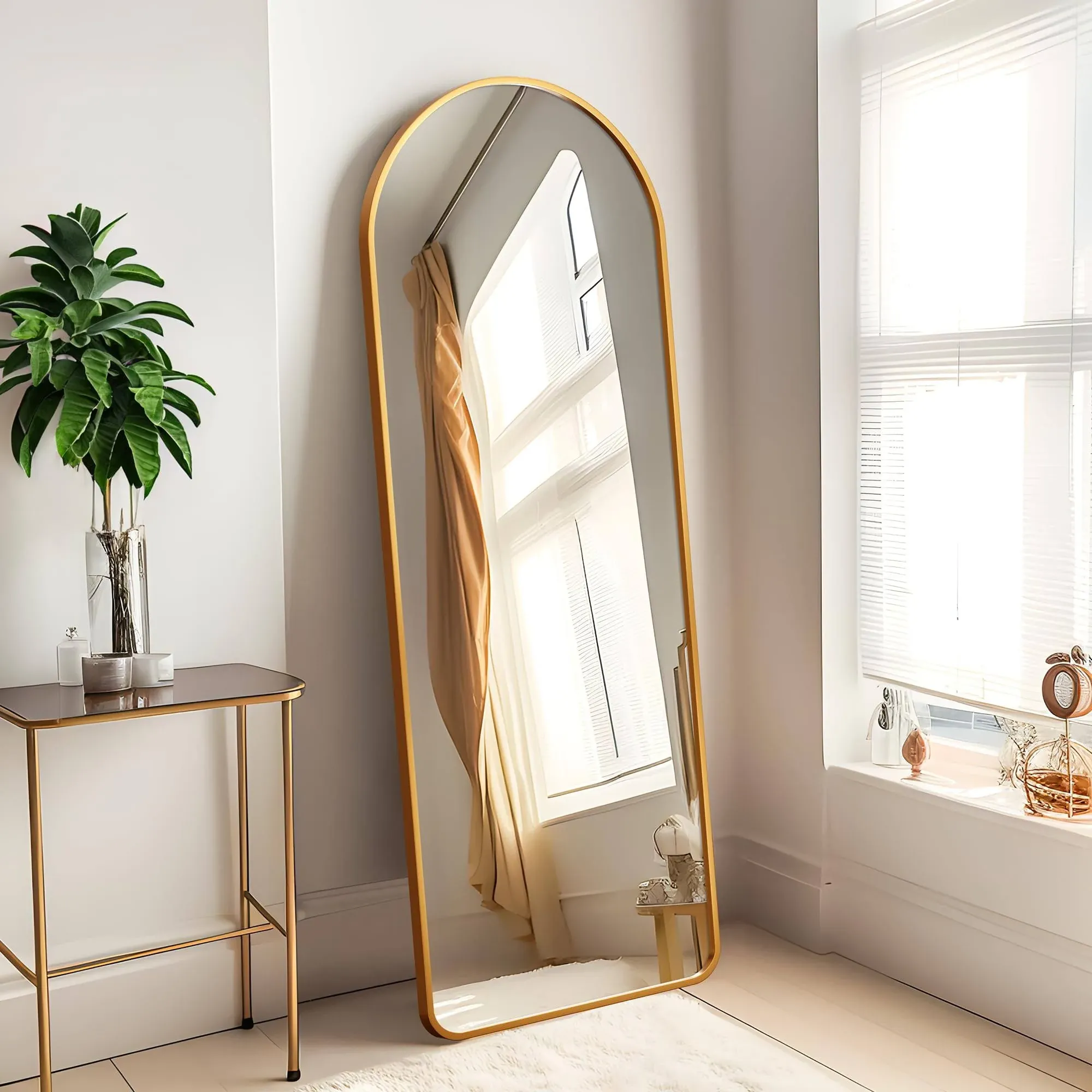 KIAYACI Arched Full Length Mirror Floor Mirror with Stand Bedroom Dressing Mirror ...