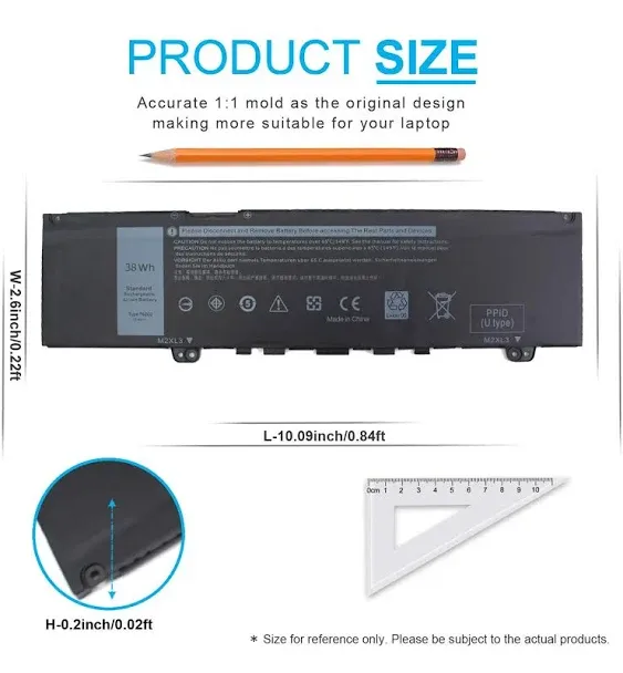 38Wh F62G0 Laptop Battery Replacement for Dell Inspiron 13 7000 7373 7386 2 in 1 7370 7380 5370 P91G P83G P87G P91G001 P83G001 P83G002 P87G001 F62GO