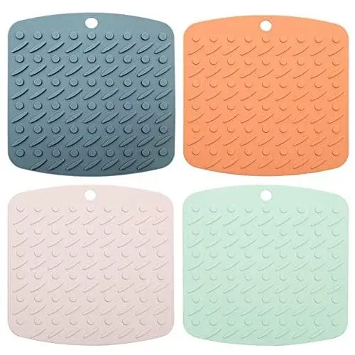 Silicone Pot Holder 4 Pack Silicone Trivet Mat - Non Slip Heat Resistant Trivet