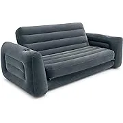 Intex Queen Size Inflatable Pull-Out Sofa Bed Couch and Chair Sleeper, Dark Gray