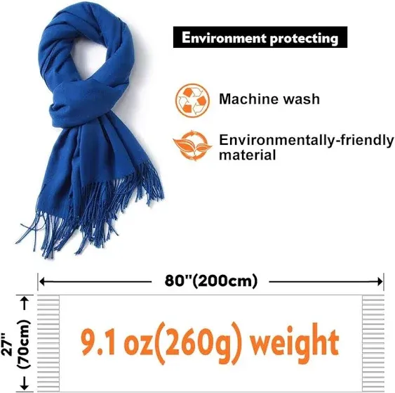 RIIQIICHY Scarfs for Women Winter Blue Pashmina Shawls and Wraps for Evening Dresses Warm Large Scarves Wedding Shawl