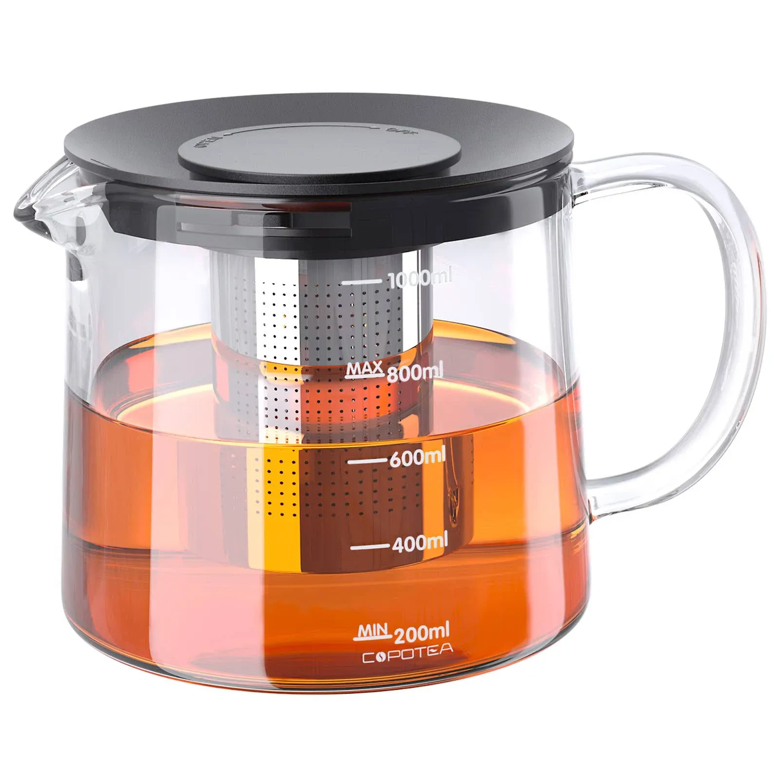 Glass Teapot with Removable Infuser, Tea Pot 1000ml/33oz Stovetop Safe Tea Kettle ...