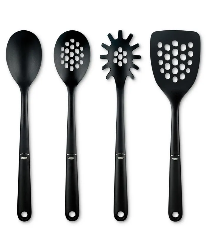 OXO Good Grips 4-Piece Nylon Tool Set & Good Grips Nylon Ladle, Black, One Size