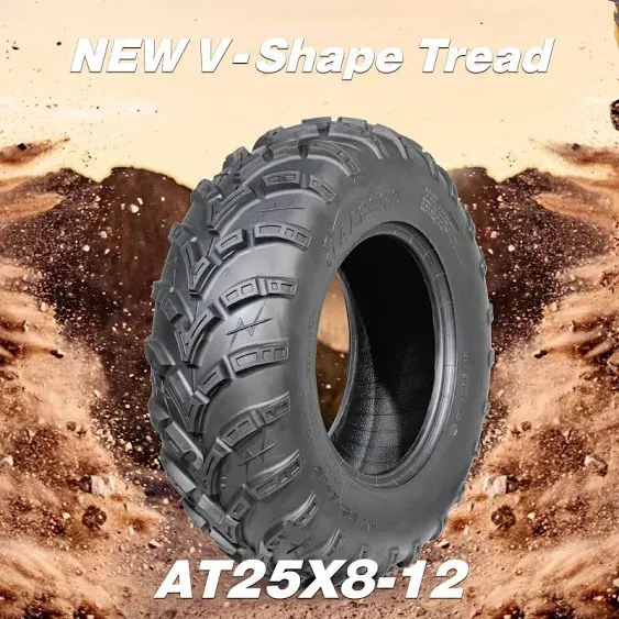 HALBERD 25x8-12 25x8x12  6PR ATV/UTV Tires All Terrain 15mm Tread Depth  Trail Sand Off-Road Tires