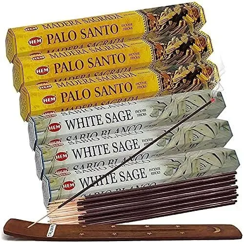 Hem White Sage and Palo Santo Combo Incense Sticks - 60 sticks/scent - Total Approx 120 Incienso Sahumerio Sticks