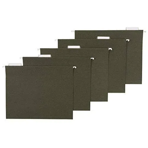 Amazon Basics Hanging File Folders, Letter size, Standard Green,1/5-Cut Tabs, 50 per Box