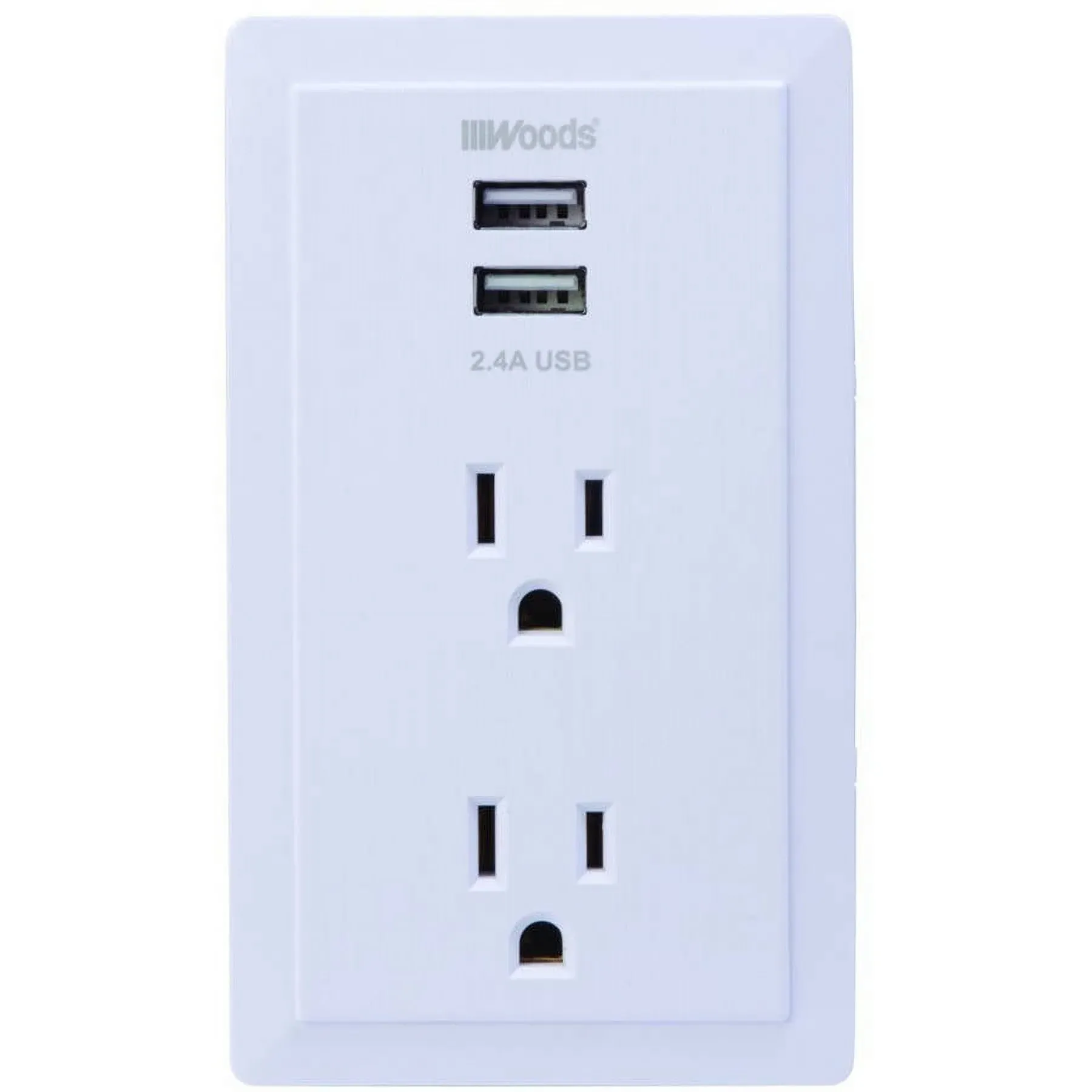 Woods 41230 2-Outlet 2 USB Plug in Charging Wall Tap White