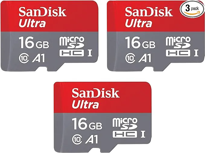 [Older Version] SanDisk 16GB 3-Pack Ultra microSDHC UHS-I Memory Card (3x16GB) - SDSQUAR-016G-GN6MM