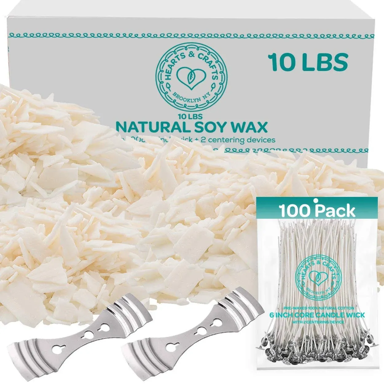 Hearts and Crafts Soy Wax and DIY Candle Making Supplies | 10lb Bag with 100 6 ...