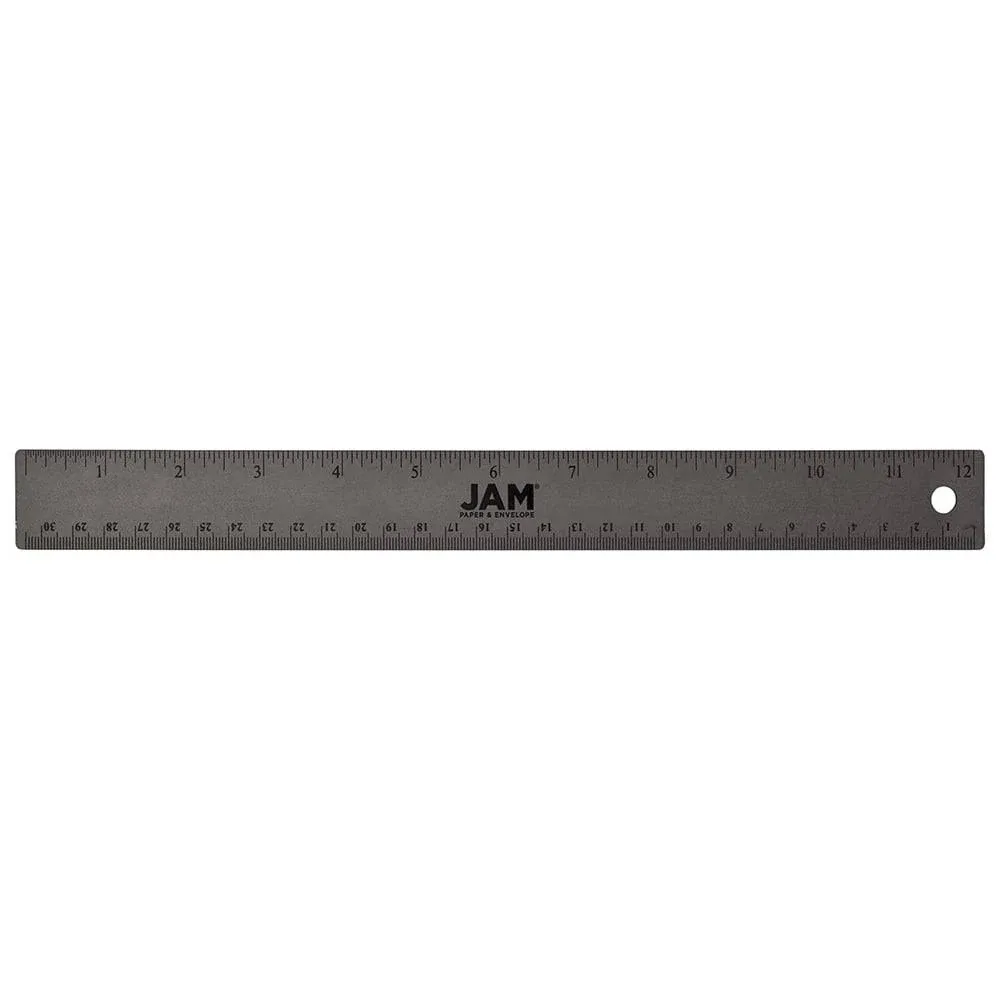 Jam Paper Stainless Steel 12" Ruler, Grey (347M12GY)