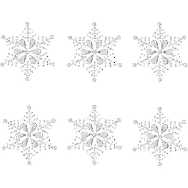 6 x Large Snowflake Rhinestone Stickers Embellishments Sparkly Resin Self Adhesive Stickers for Crafts Christmas Cards