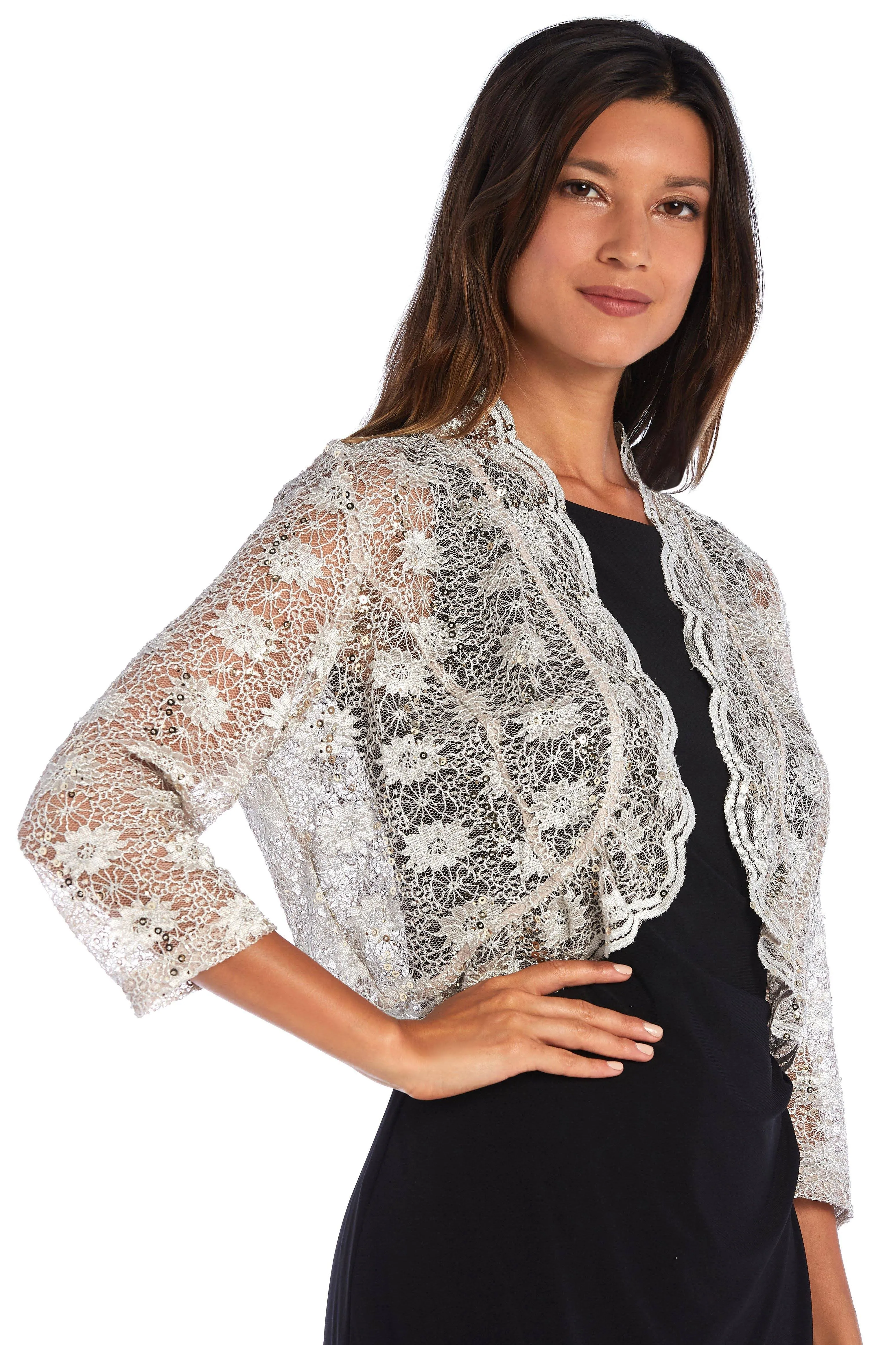 

  
Champagne R&M Richards 3158M 3/4 Sleeve Lace Bolero Jacket  for $29.0
 – The Dress Outlet
