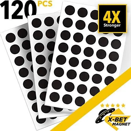 X-bet MAGNET - Self Adhesive Magnetic Dots (0.8" x 0.8") - Classroom Must Have Peel & Stick Magnetic Circles - Flexible Sticky Magnets Sheets is Alternative, Stickers, Strip, Magnetic Tape (120 Pcs)