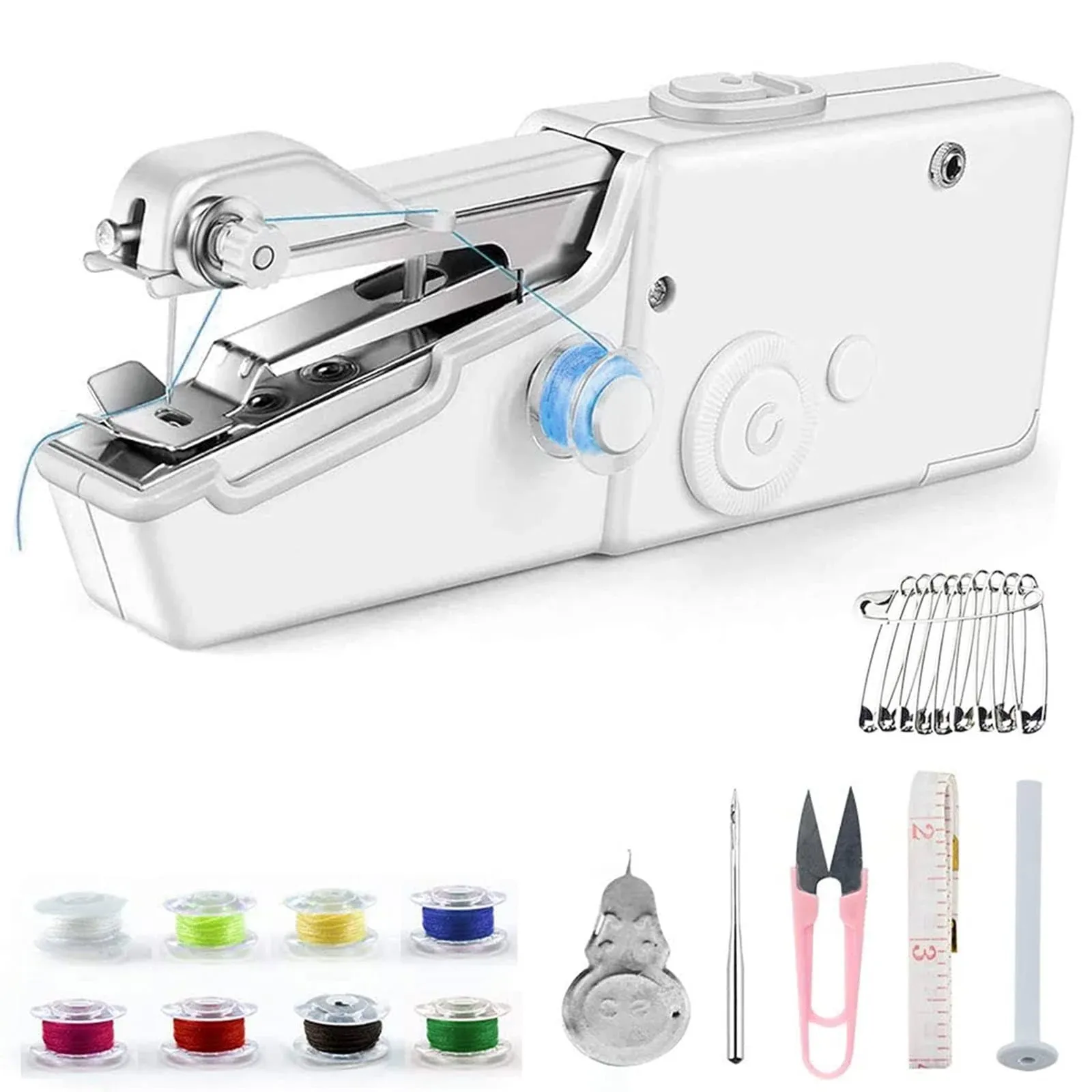 Handheld Sewing Machine Mini Portable Sewing Tool More Friendly to the Handicapped Easy-to-operate Portable DIY for Beginners for Home/Travel User (battery not included）