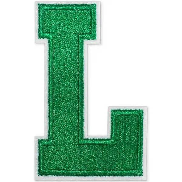 3&#034; Embroidered Iron-On Alphabet Letter Patches,  1 pc, TR-12249 (Green/White)