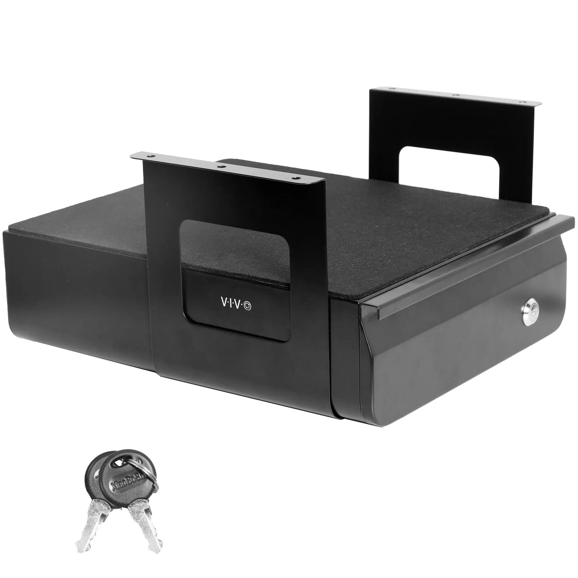 vivo Black Lockable Pull Out Under Desk Storage Drawer, Workspace Organizer