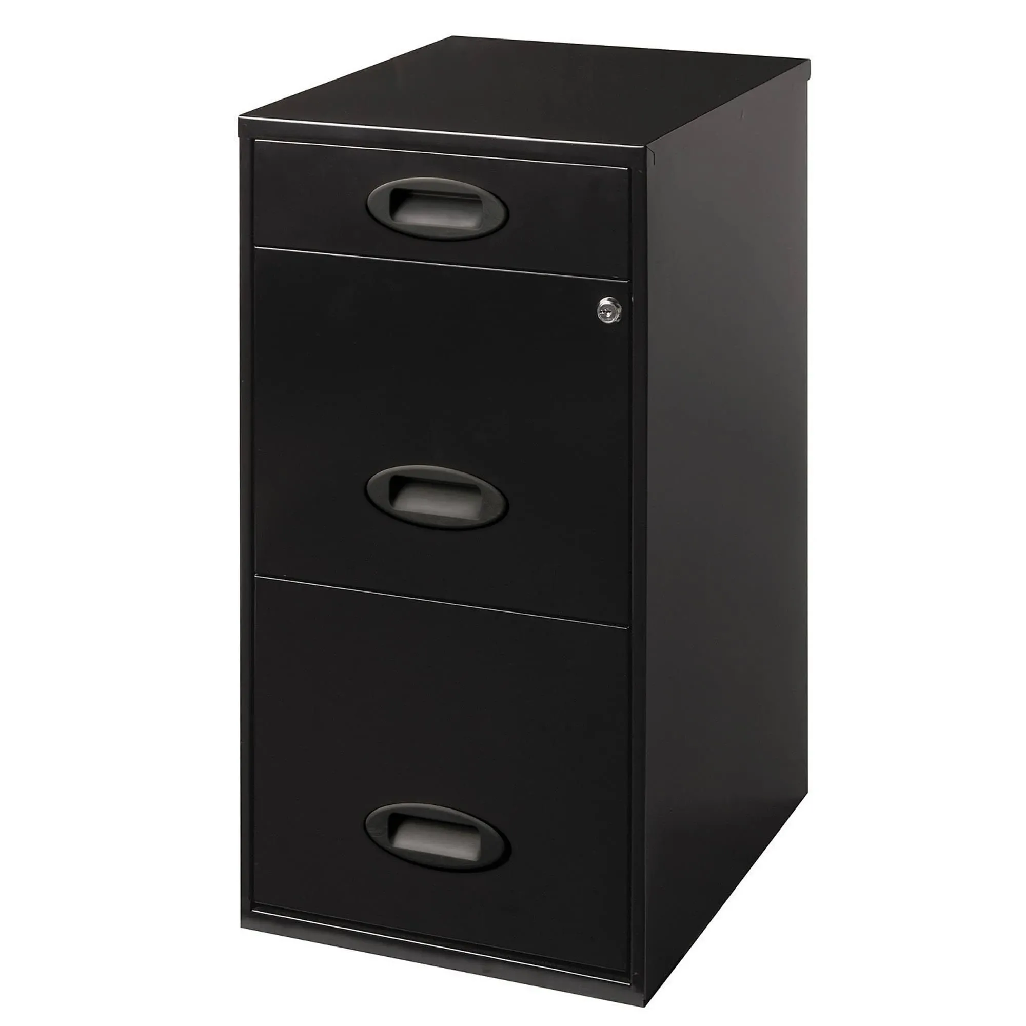 3 Drawer Metal File Cabinet with Pencil Drawer Black