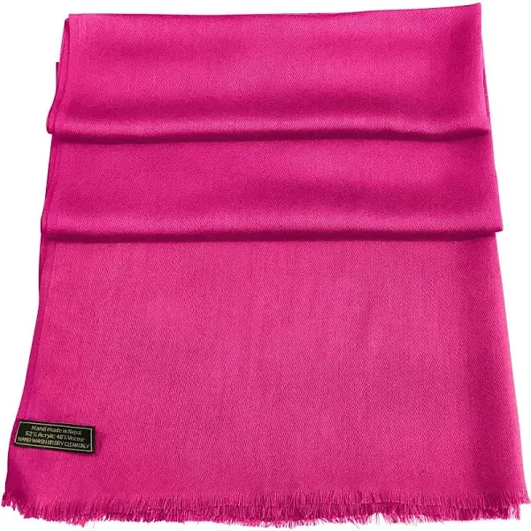 CJ Apparel Bright Pink Solid Color Nepalese Fringe Shawl Seconds Scarf Pashmina  | eBay