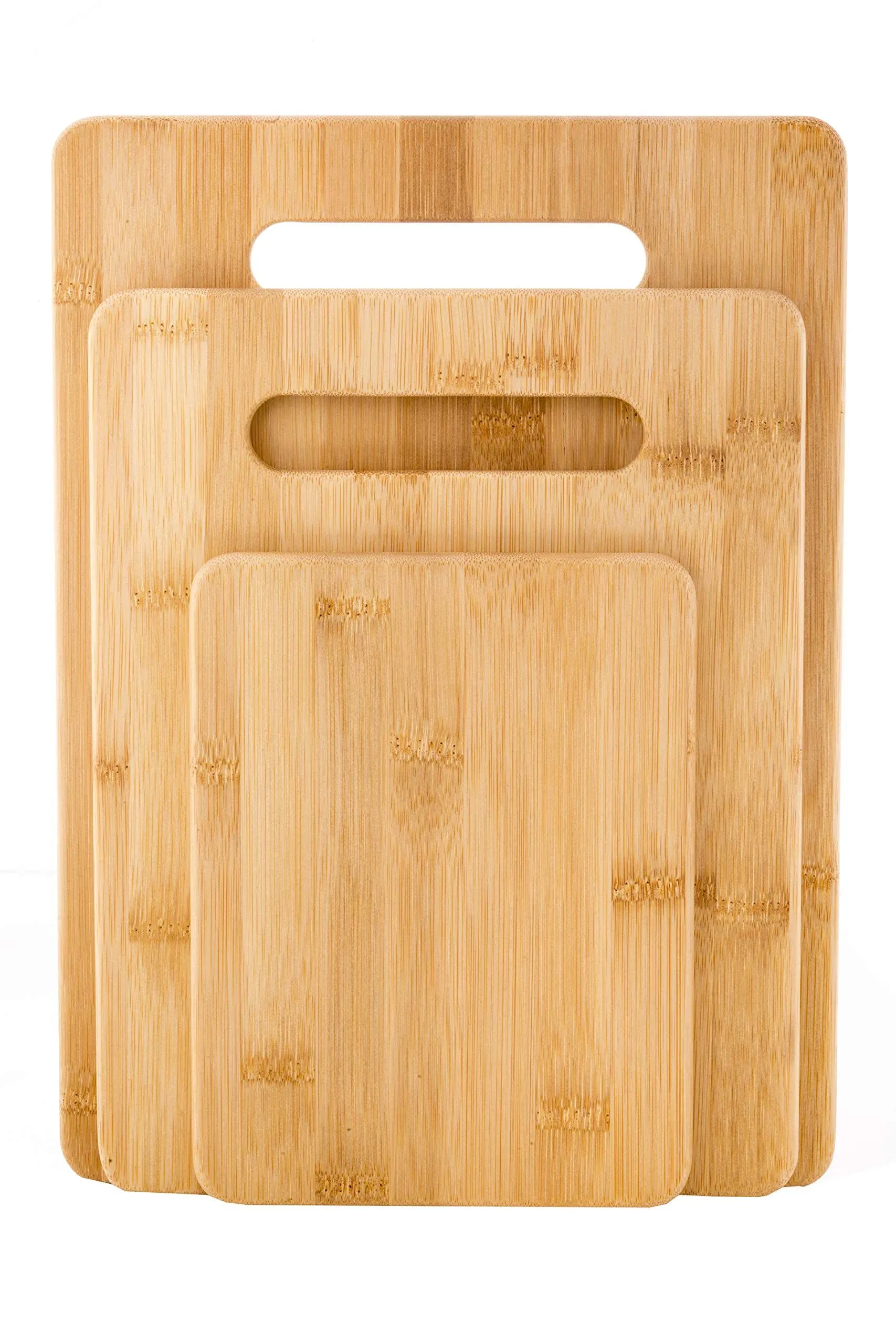 Tablecraft Cutting Boards, Set: 6" x 8" x .5", 11" x 8.5" x .5", 13" x 9.5" x .5", Bamboo