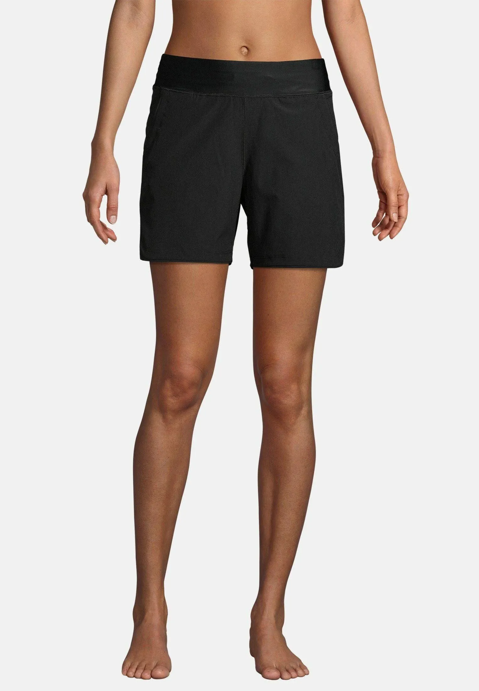 Lands' End Women's 5" Quick Dry Elastic Waist Board Shorts Swim Cover-up Shorts with Panty