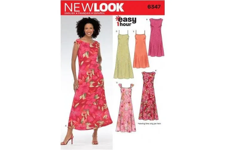 6347 Misses&#039; DRESSES EASY NEW LOOK Sewing pattern in 5 Long Styles Sizes 4 - 16