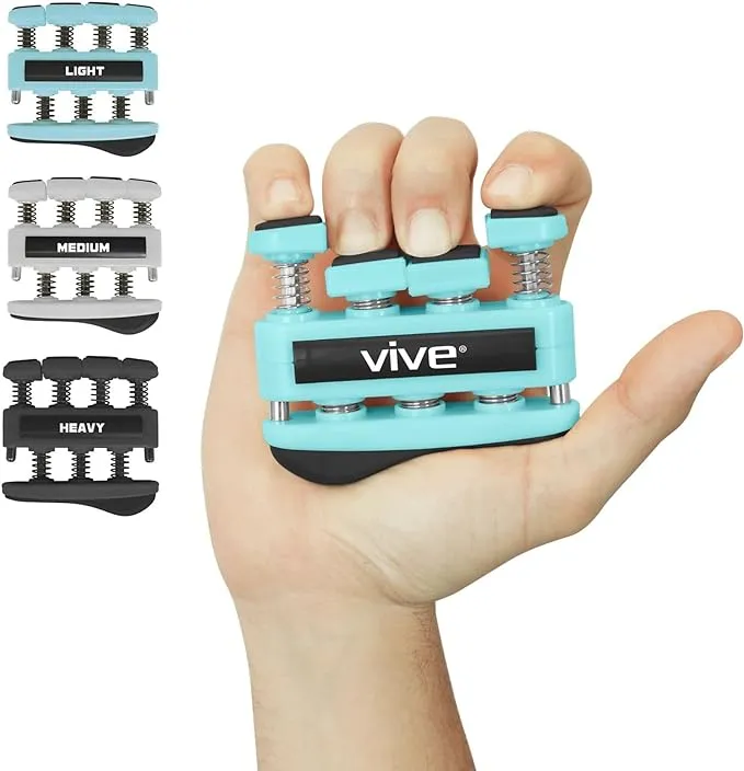 Finger Strengthener by Vive (3 Pack) Hand Grip Equipment for Guitar, Musicians, Rock Climbing & Therapy - Gripper with Exercise Guide for Strengthening Muscles